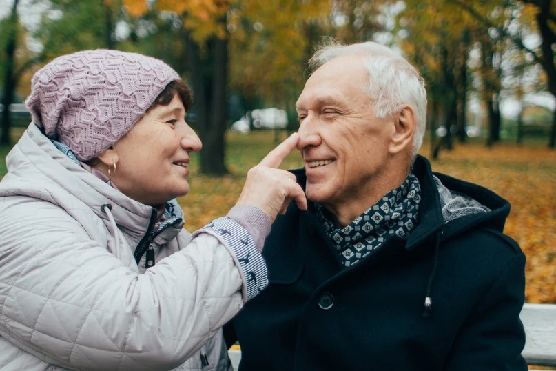 Vadim Viktorovich and his wife in the park on a bench